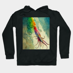 Squid shooting rainbow ink Hoodie